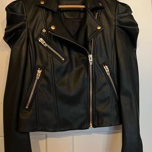 BlankNY moto jacket. Never worn. Black w gold. Size XS.